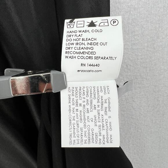 ENZA COSTA Satin Bias Slip Dress Womens XL Black Maxi V-neck Spaghetti Strap - Picture 12 of 16